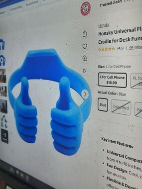 Blue Thumb Grip Universal Cell Phone Cradle